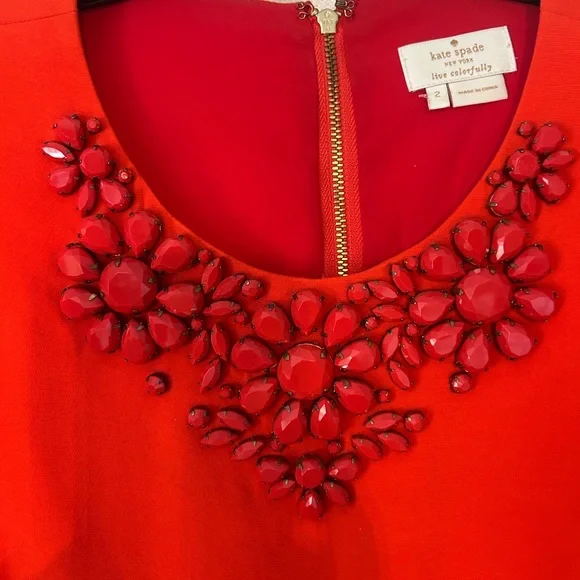 Kate Spade Vibrant Red Blouse with Floral Embellishment - Picture 2 of 4